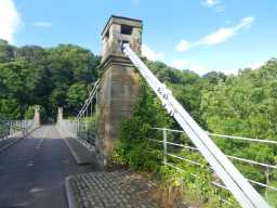 First right pillar of Whorlton Suspension Bridge, Whorlton, Teesdale July 2016